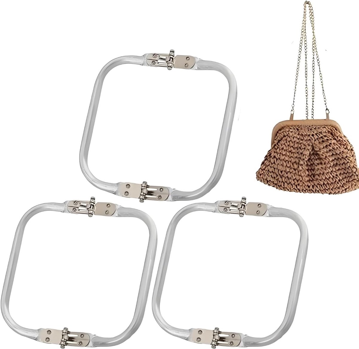 Bestevery 3 Pcs Aluminum Wallet Frames Pocket Frame Clasp U Shape Aluminum Pocket Clasps with Wallet Function Square - ShopVlot