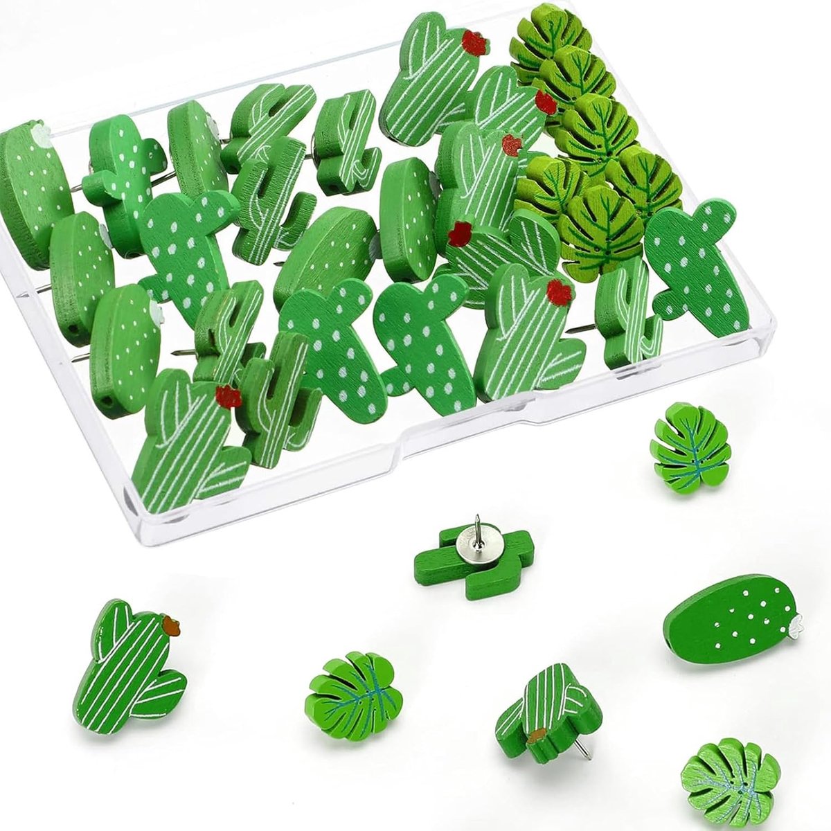 60 stuks punaises, cactus punaises, houten stippen, creatieve pushpins voor decoratief prikbord, foto, muur, huis - ShopVlot