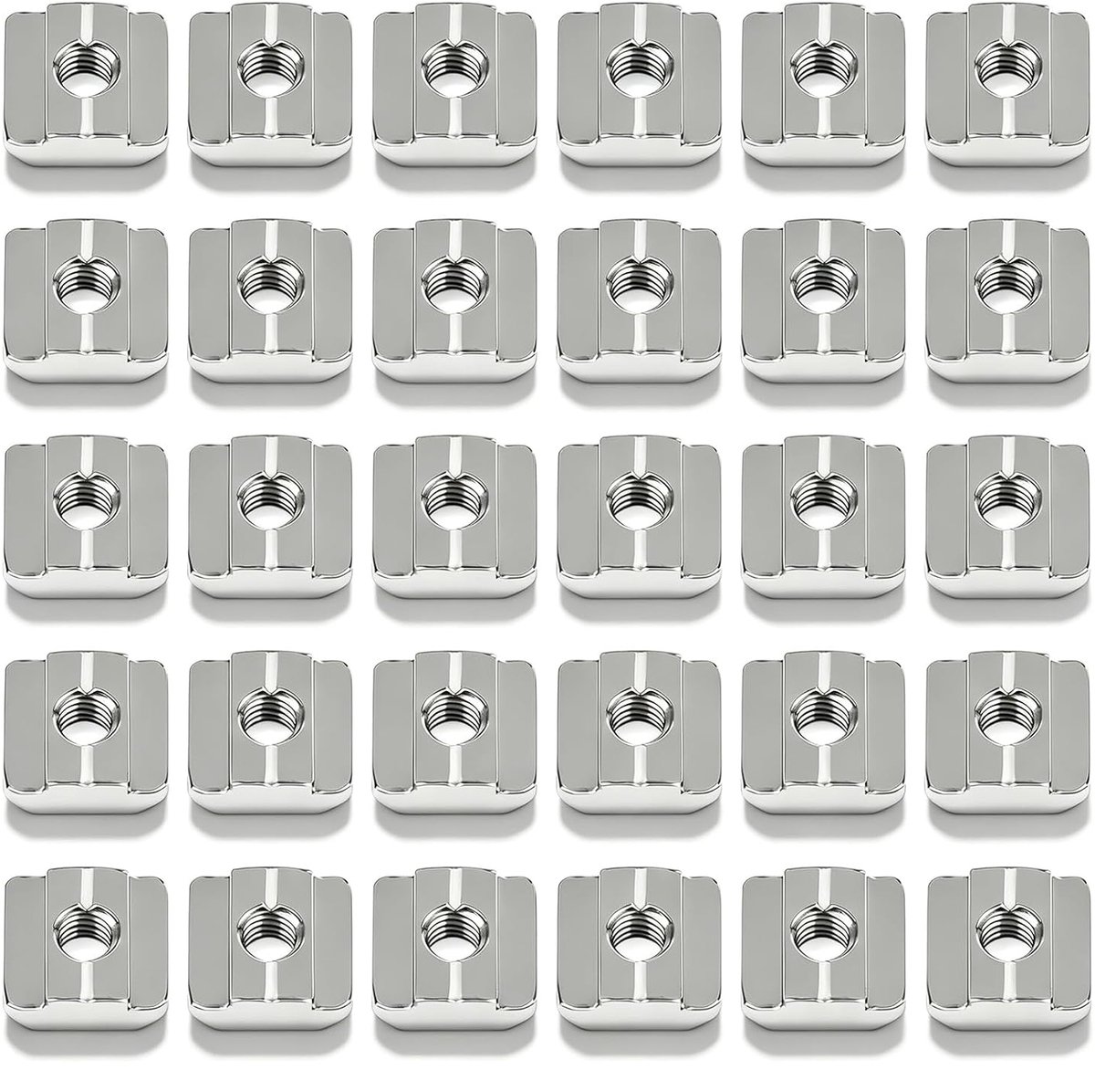 30 stuks moerstenen M8 voor aluminium profielen, T-groefstenenset type B van koolstofstaal, vernikkeld compatibel met - ShopVlot
