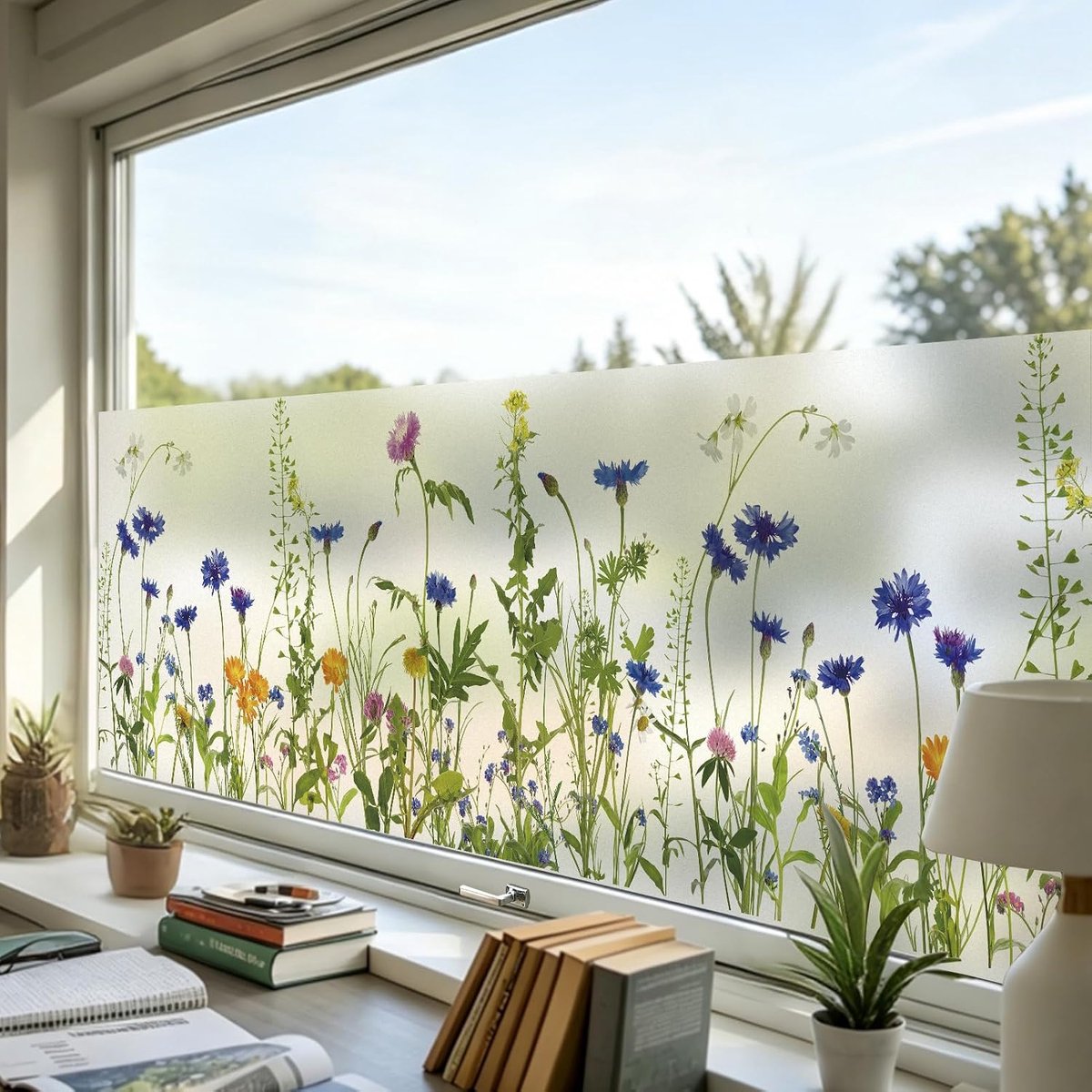 dktie Inkijkwerende folie met decoratieve folie met kleurrijke plantenpatronen (05, 30x200cm) - ShopVlot