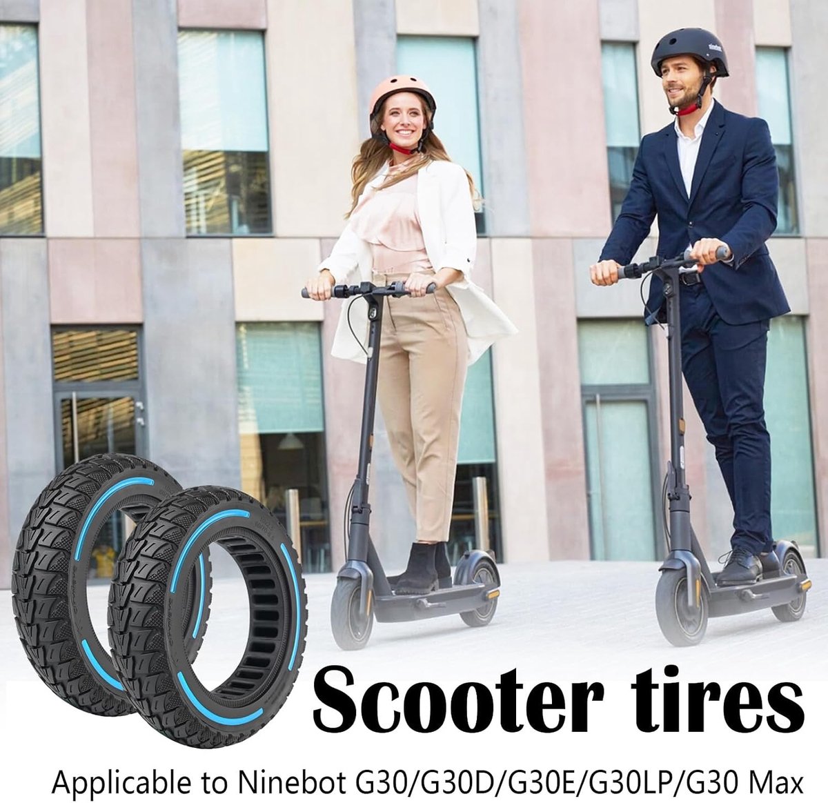 2pcs Solid Rubber Tyres for Ninebot G30/G30d/G30e/G30lp/G30 Max 10 x 2.5 Inch Spare Tyres 60/70-6.5E Scooter Solid - ShopVlot