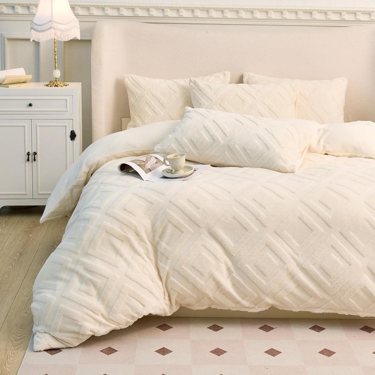 KEAYOO Plush Bed Linen, 155 x 220 cm, Cuddly Bed Linen with Fluffy Teddy Fleece, Extra Warm for Winter and Pillowcase - ShopVlot
