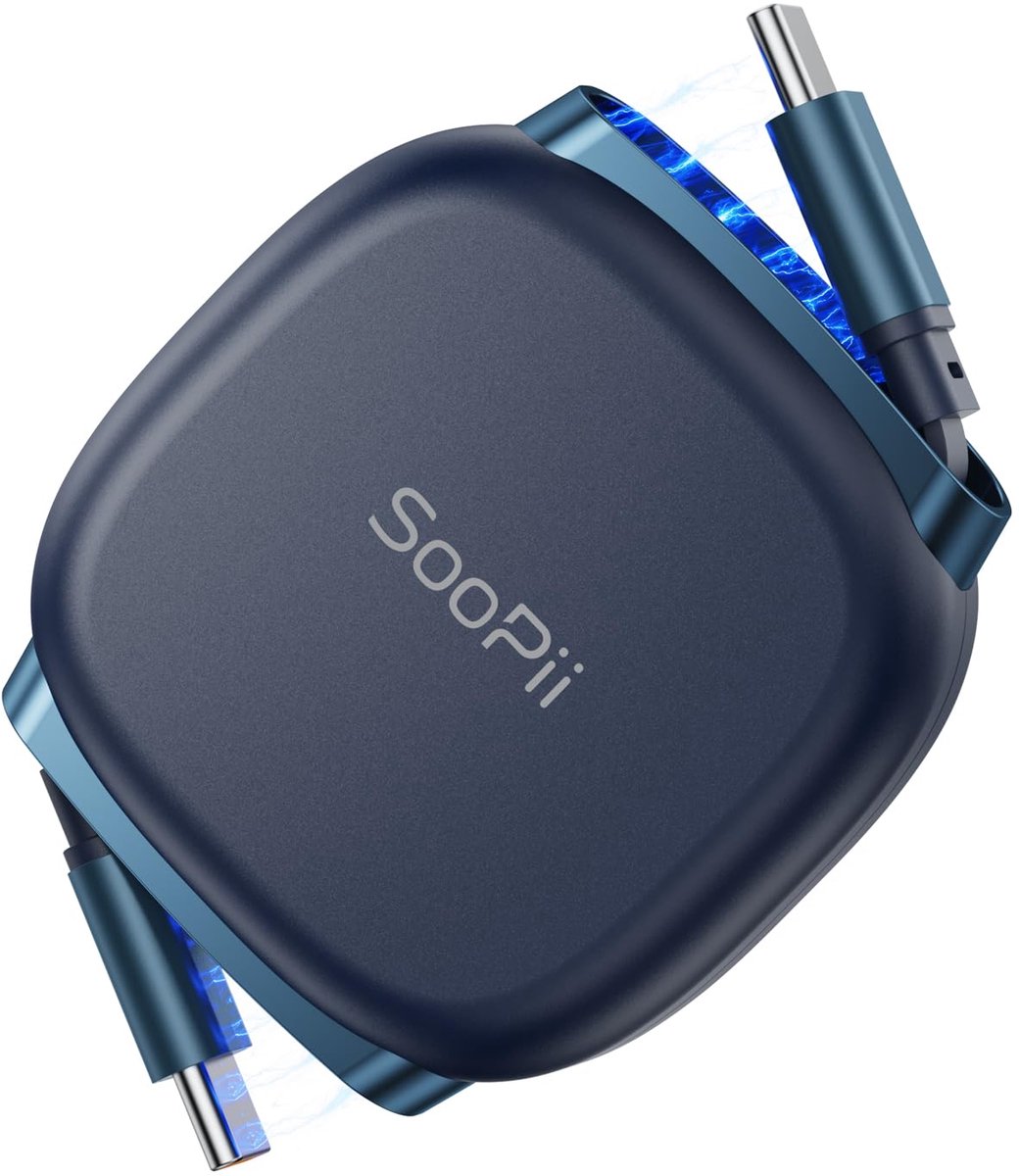 SooPii 240 W intrekbare USB C-kabel met Mag-Snap-opslag (1 m) - ShopVlot