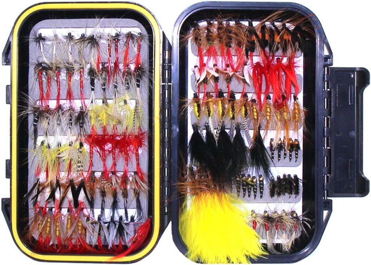 Croch fly shape rods handtied fly trout bait imitation lure Saibling with waterproof box - ShopVlot