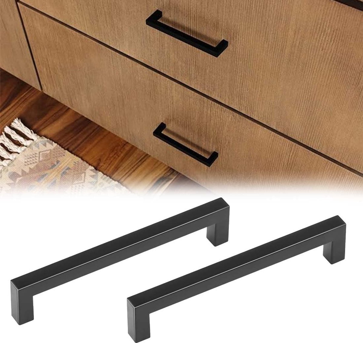 Keuken kastdeuren handgrepen 128 mm - zwart gelakt aluminium - modern design - eenvoudig te installeren - ShopVlot