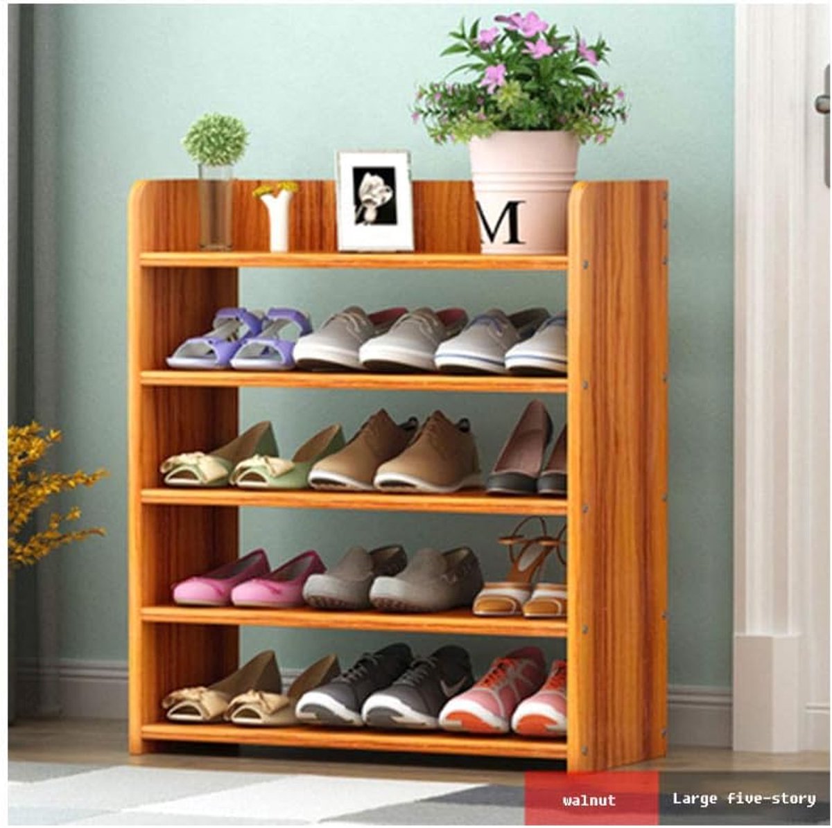 Schoenenrek 5 Laags - Houten Schoenenshelf - Natuurlijk - Multifunctioneel Gebruik - ShopVlot