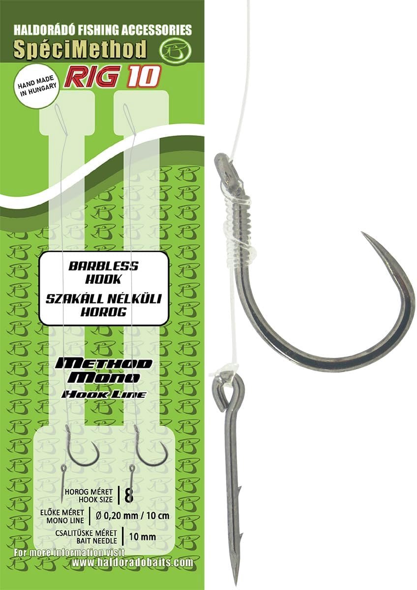 Vissersrig SpéciMethod 10cm - maat 8 weerhaakloze haak - 0.2mm monofilament - ideaal voor efficiënt vangen - ShopVlot
