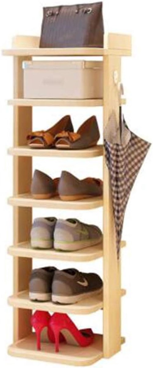 Schoenenrek - Verticale houten uitvoering - Ruimtebesparend design - Perfect voor de gang - ShopVlot