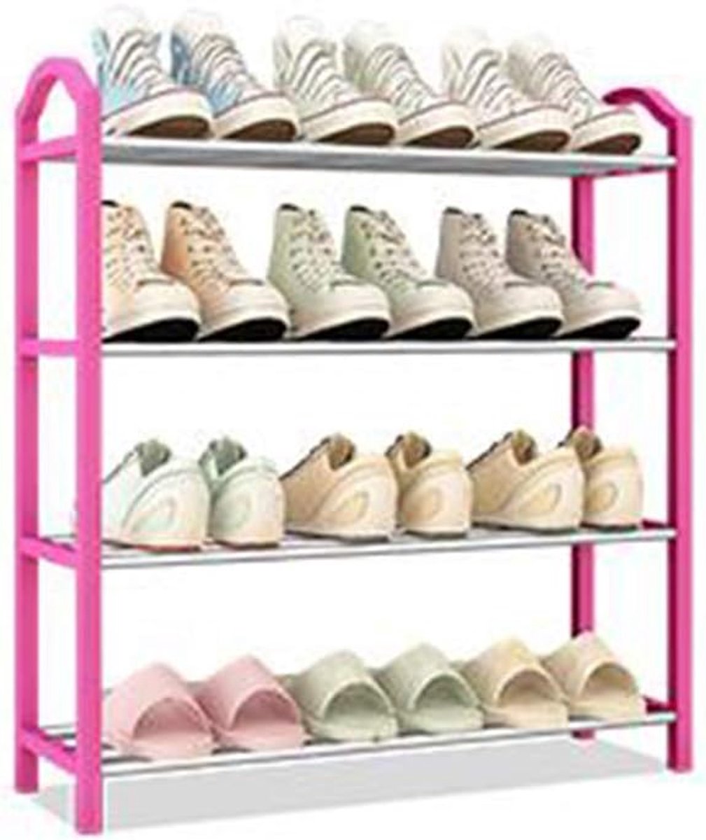 Schoenenrek 4-laags - Opbergkast voor 12 paar schoenen - Duurzaam en stevig - Ideaal voor kleine ruimtes - ShopVlot