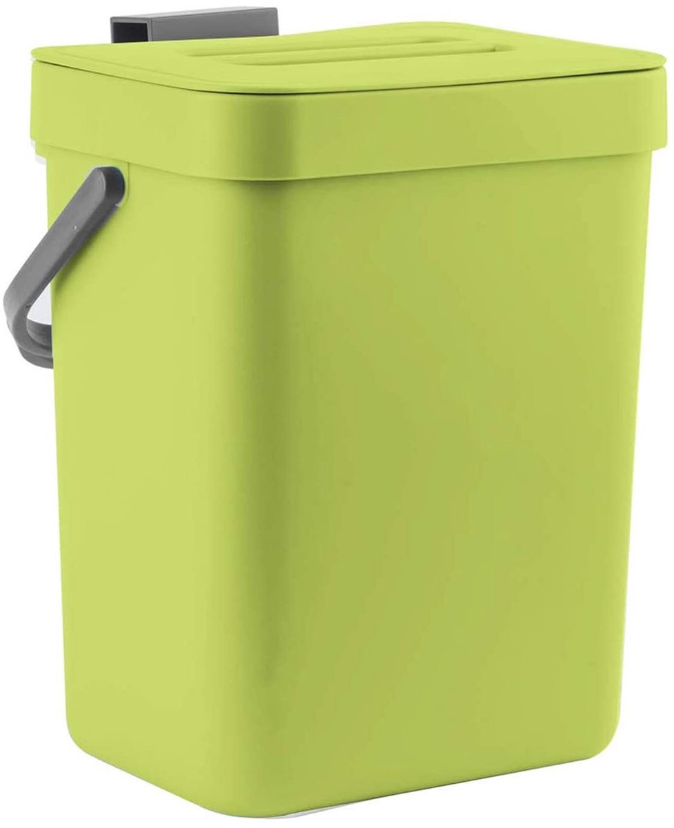 Casalora Afvalbakje - Aanrecht Afvalbakje - 3 liter - Vuilnisbak Keuken - Compostbak - voor Keuken, Bureau, Camper (Groen)