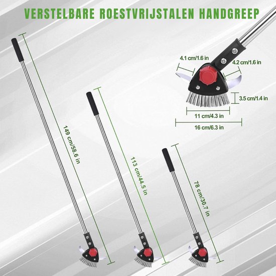 Ploutos® Onkruidborstel - Onkruidverwijderaars - Onkruidborstel Electrisch - Zilver/Zwart - 149cm x 16cm x 6cm van Ploutos — afbeelding 2