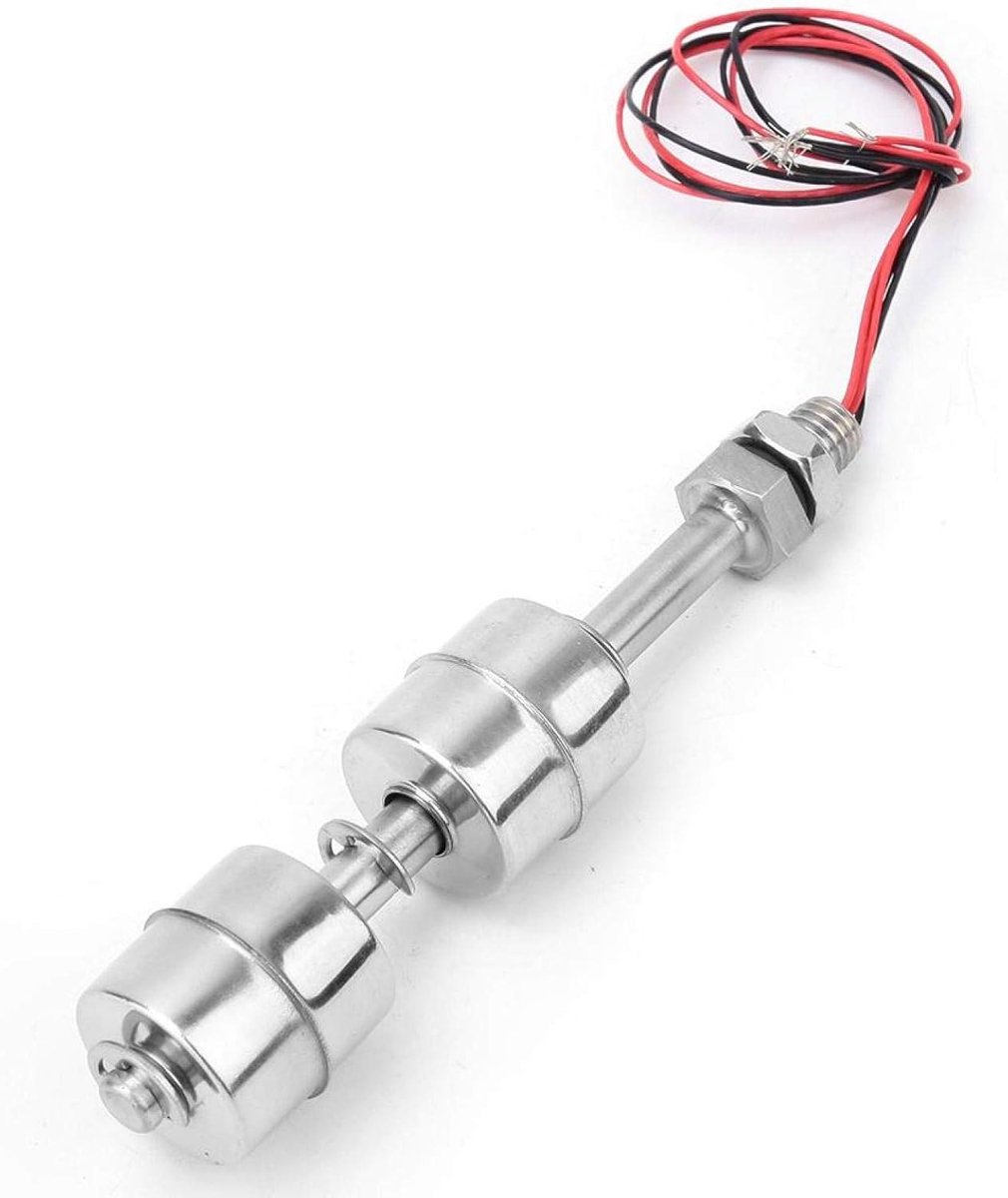 Vlotterschakelaar Dubbel 100mm - Roestvrij staal - Verticale vlotter voor waterniveau - Ideaal voor hydroponics - ShopVlot