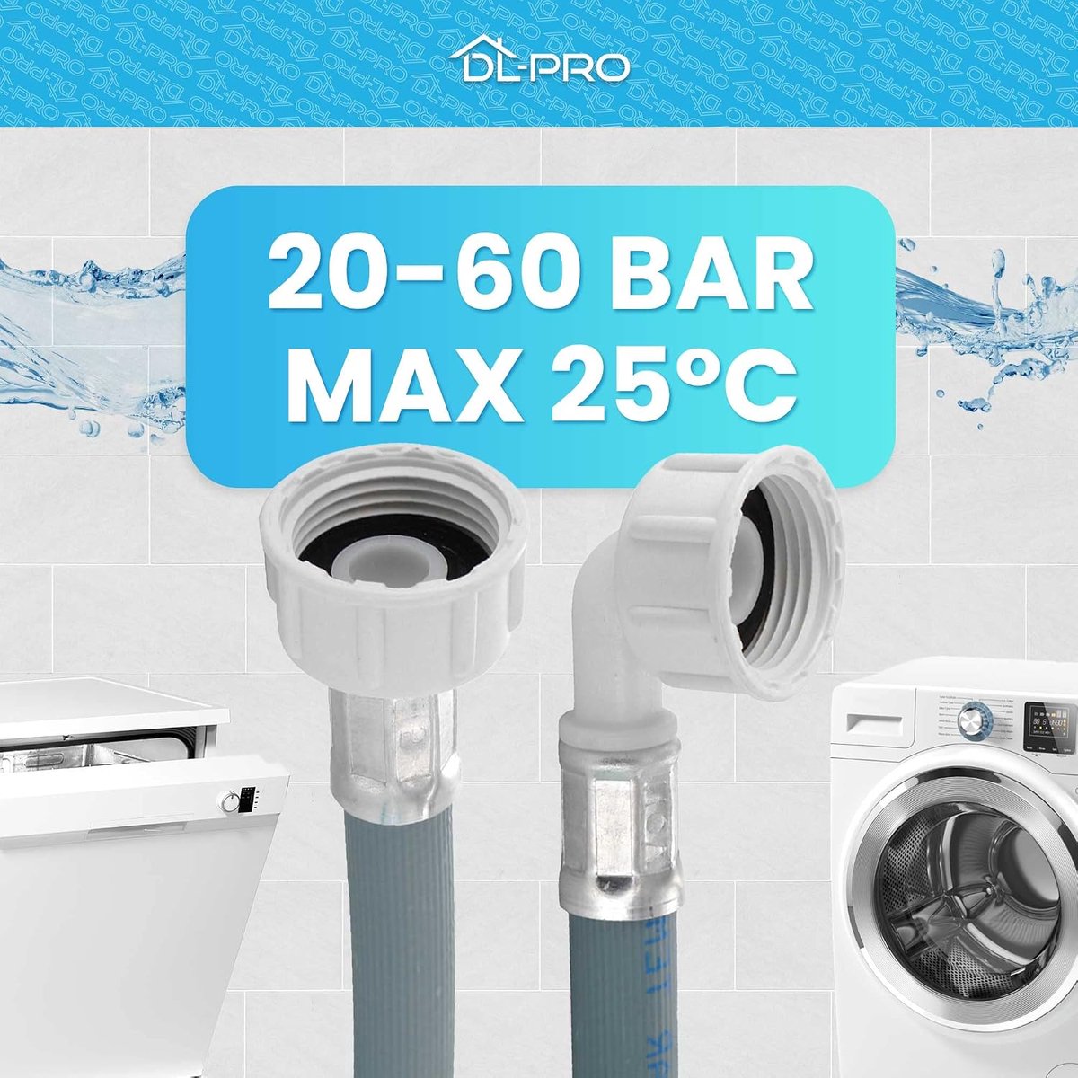 Waterinlaatslang 3,5m - Universeel 3/4" - 60Bar - Geschikt voor wasmachine en vaatwasser - ShopVlot