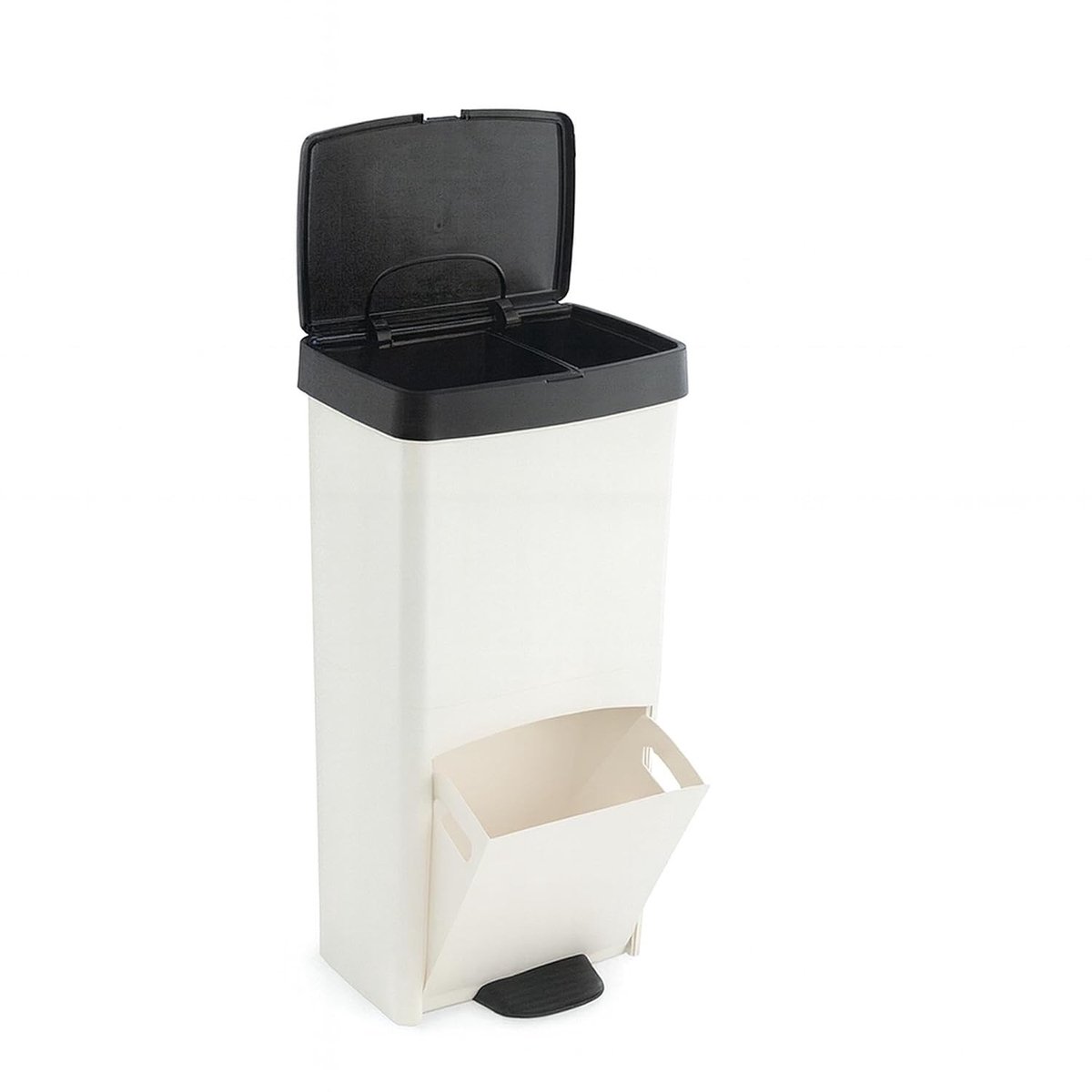Afvalemmer - Wit - 76 cm - 70 Liter met 2 Vakken - Voor Thuisgebruik