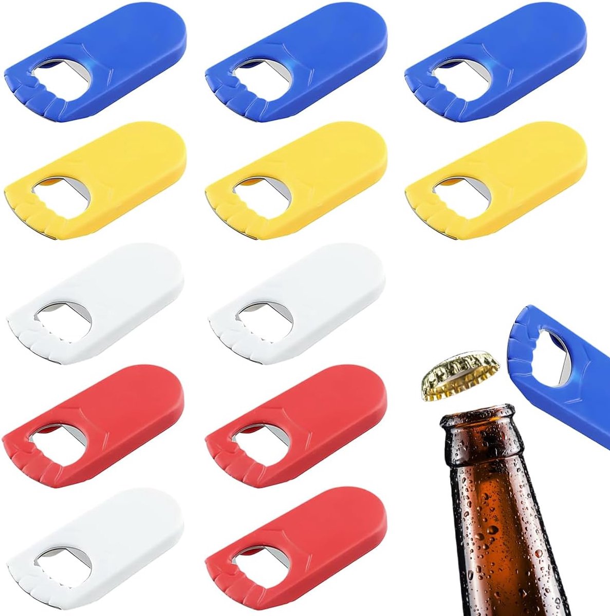 Flesopener 12pcs - RVS - 4 Kleuren voor Thuis en Pub - Perfect voor Feestjes - ShopVlot