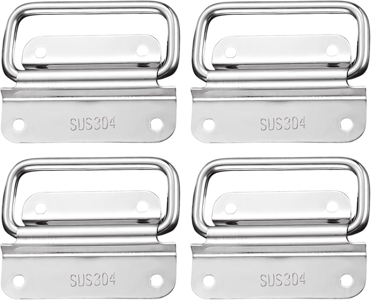 Opvouwbare handgreepset 75 mm - roestvrij staal - 4 stuks - duurzame handgrepen voor kisten - ShopVlot