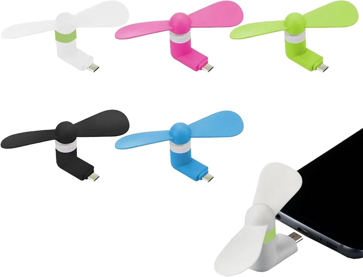 Mini USB-ventilator voor mobiele telefoon - 5 stuks - zacht en veilig - ideaal voor onderweg - ShopVlot