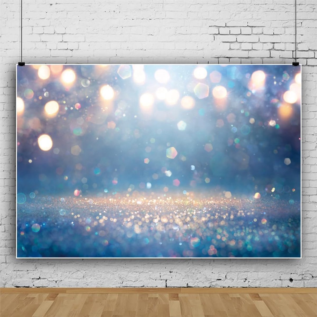 Fotoposter 2.2x1.5m - Glitter Goud Zilveren Paarse Blauwe Vlekken - Vinyl Achtergrond - Perfect voor Feestjes - ShopVlot