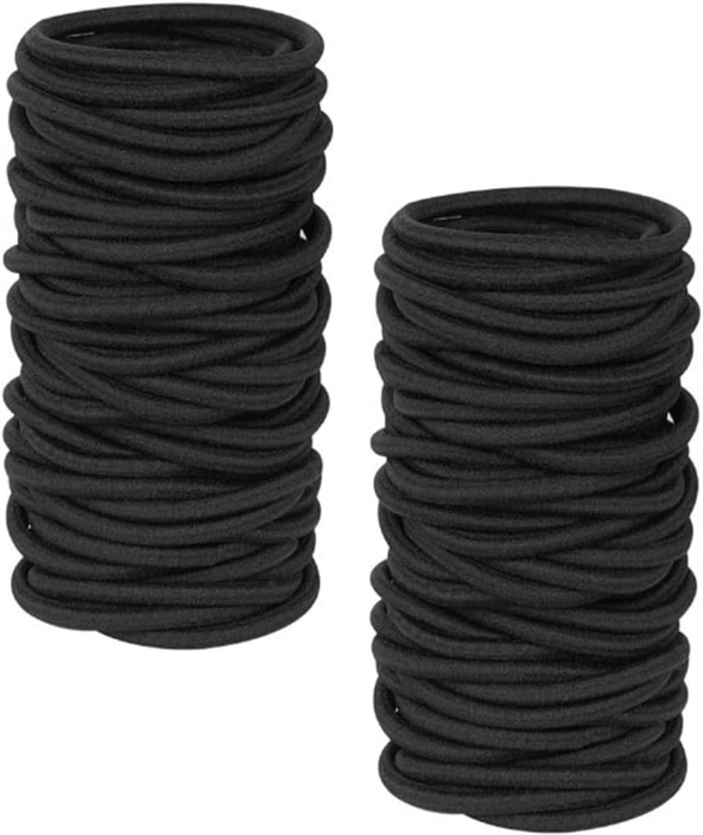 Haarelastiekjes 100 stuks - zwart 4 mm - zonder metaal - veilige grip voor dik haar - ShopVlot