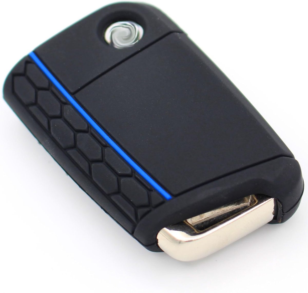 Sleutelhanger voor 3 Sleutels - Siliconen Cover - Zwart Blauw - Bescherming voor Autosleutel - ShopVlot