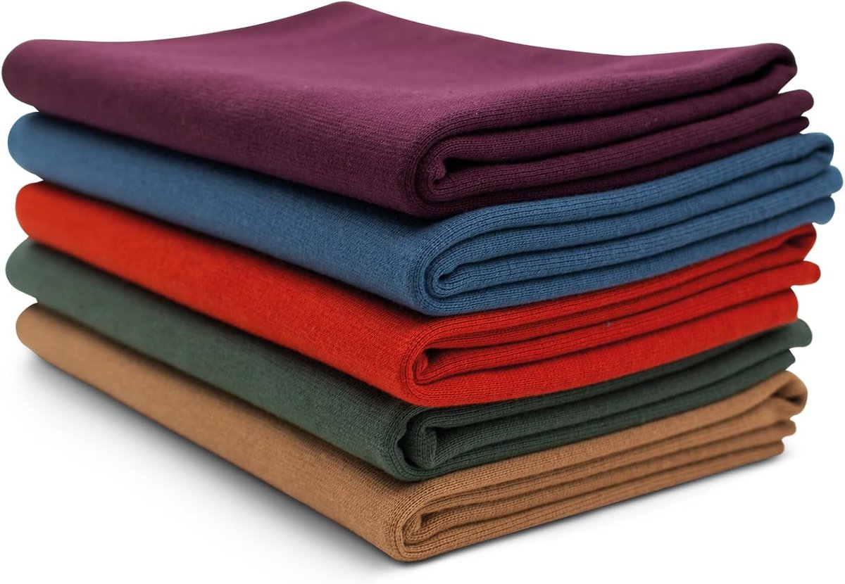 Ribstof set 5 x 0.25 m - 70 cm breed - 95% katoen, 5% elastaan - ideaal voor baby- en kinderkleding - ShopVlot