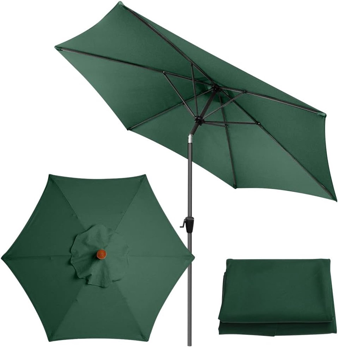 Parasolhoes vervangend 3m - groen - voor 6 ribben - perfect voor tuin - ShopVlot