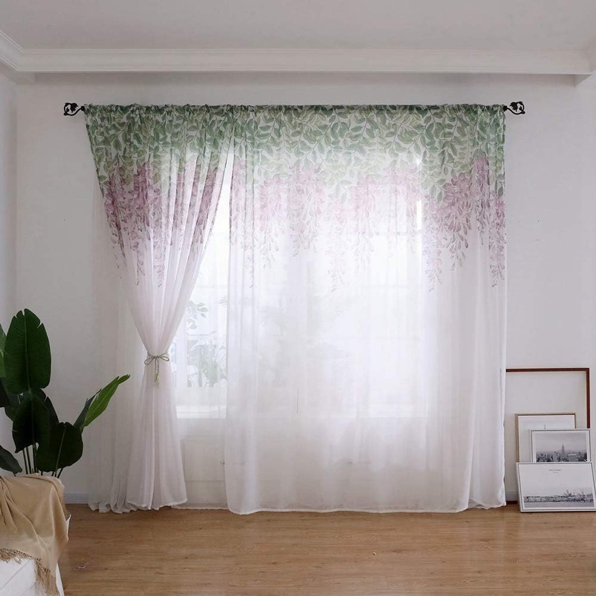 Gordijnen Wisteria Bloem 3,28×2,70m - Voile - Lichtdoorlatend - Creëert een warme sfeer - ShopVlot