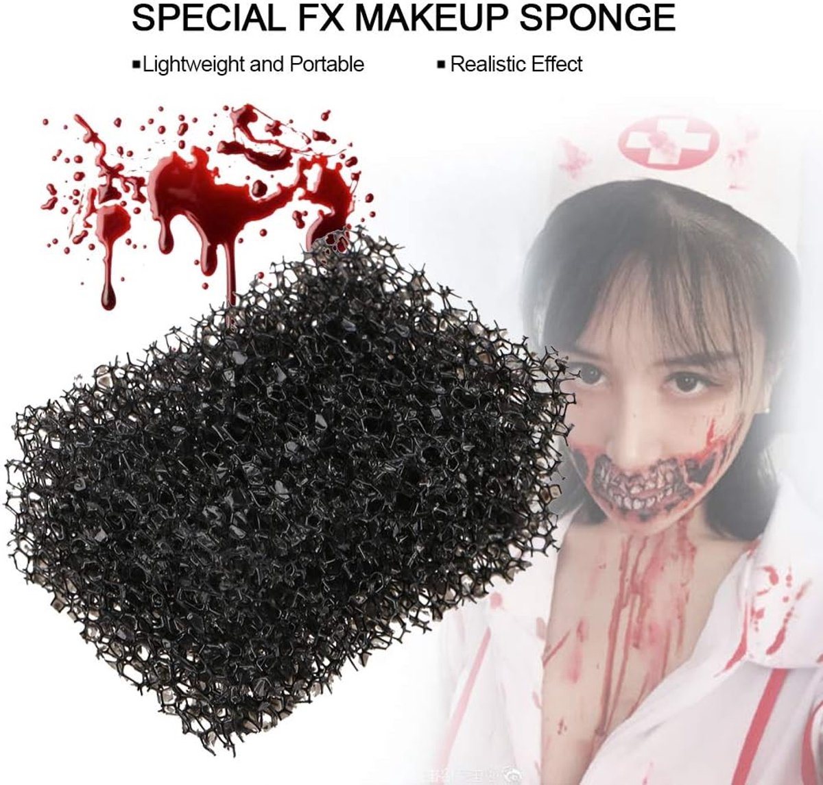 Makeup stipple spons - fine hole - speciale effecten - realistische wonden maken - ShopVlot