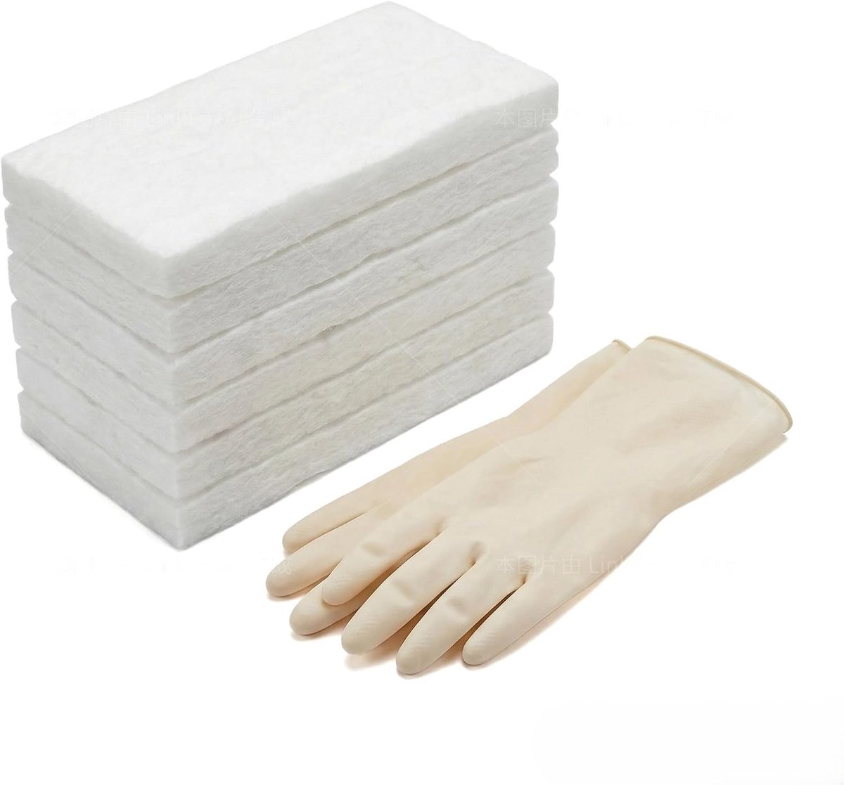 Keramische wol spons 30 x 10 x 1,3 cm - 6 stuks met rubberen handschoenen - verlengt brandtijd - ideaal voor vuurschaal - ShopVlot