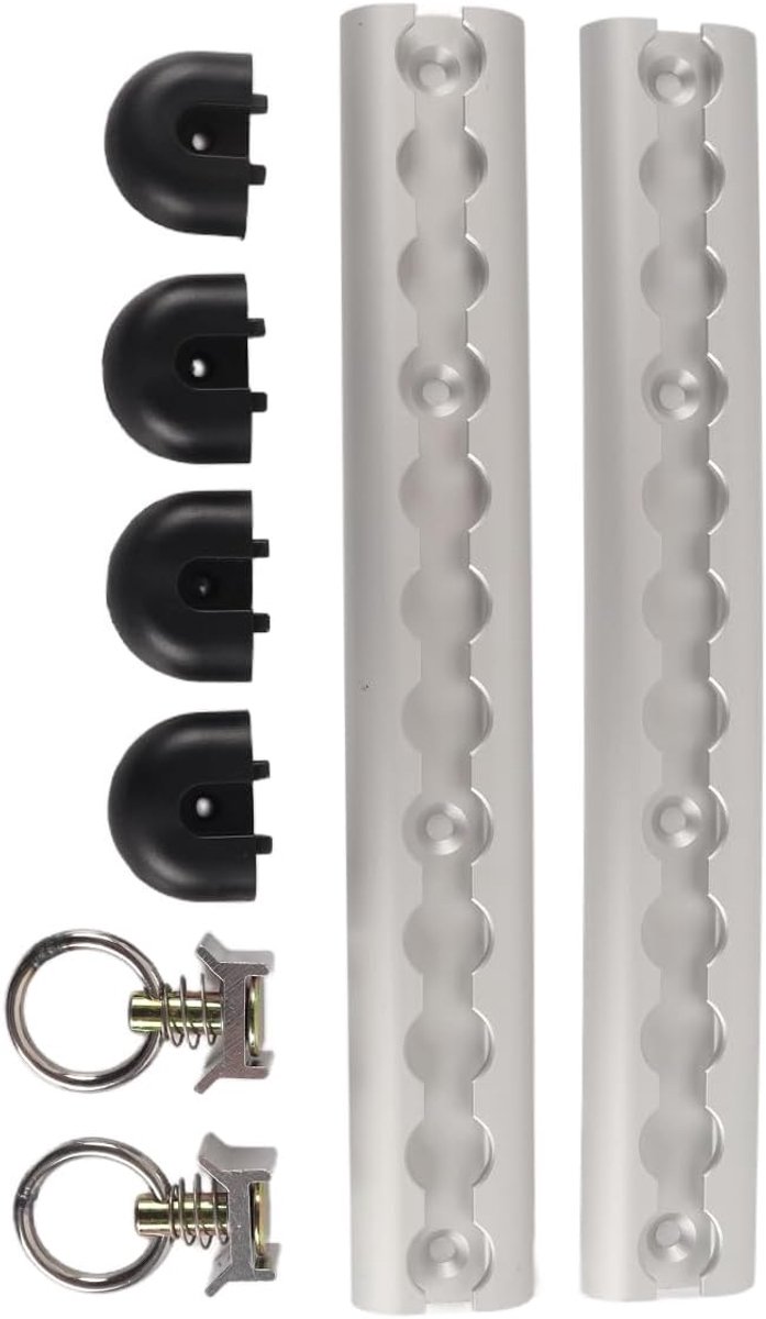 Aluminium airline rail set 2 x - semicirkelvormig - met eindkappen en lashing eyes - voor veilig vastzetten - ShopVlot