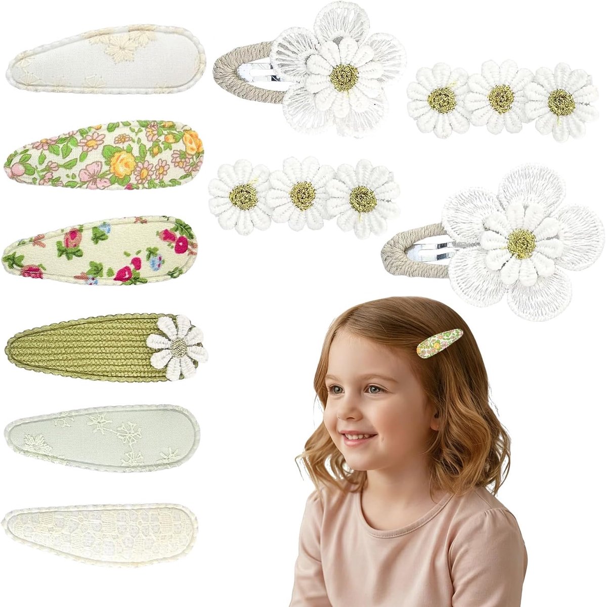 Haarclips meisjes 10 stuks - Bloemen en strikken - Zacht voor het haar - Perfect voor elke gelegenheid - ShopVlot