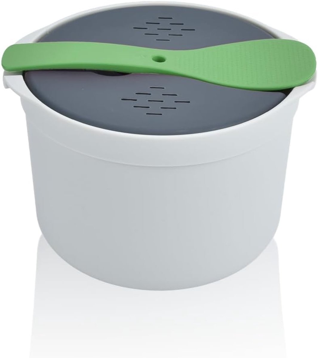 Magnetron Rijstkoker - Groen - 2 L - Magnetron Snelkookpan van Voedselveilig PP - Voor Maaltijd Prep