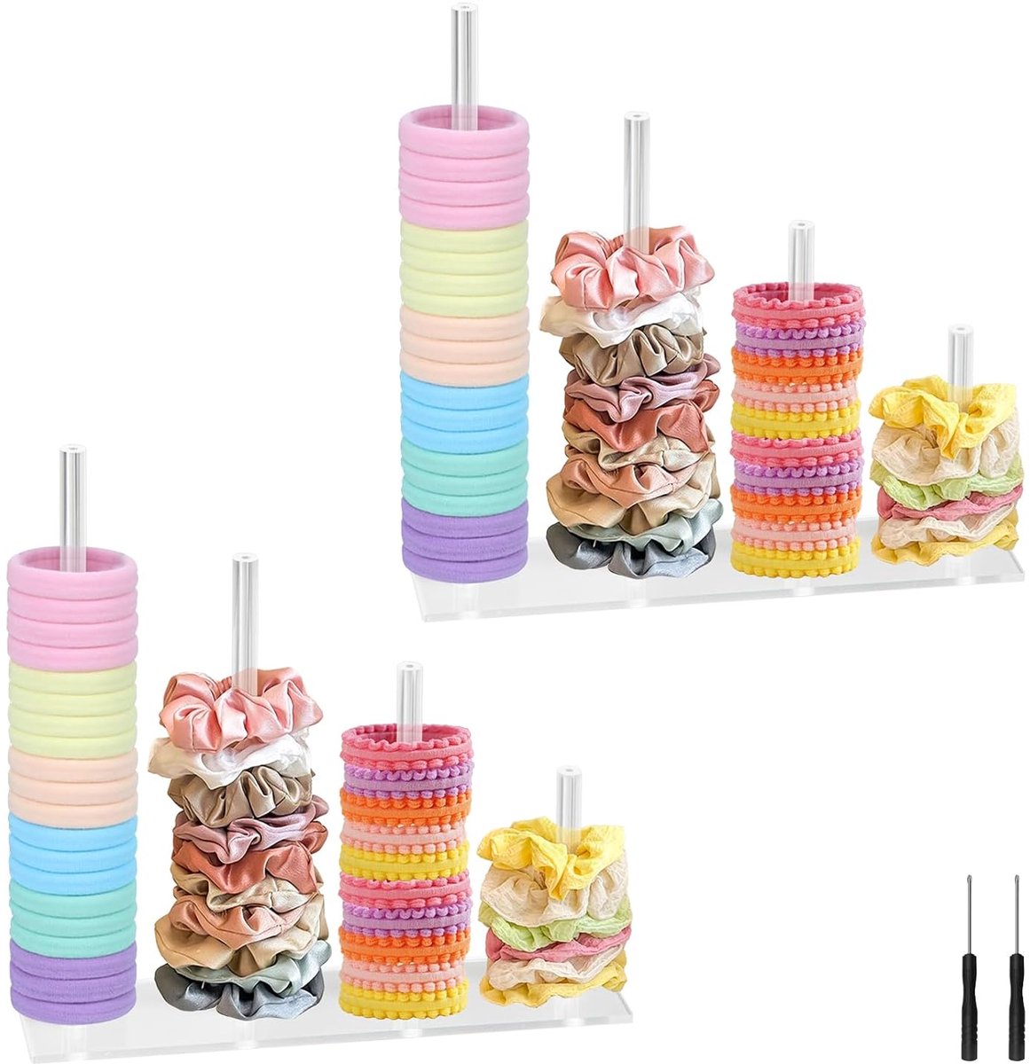 Acrylic Scrunchie Houder 4 Laags - Transparante Opberghouder - Compacte Design - Organiseer je Haaraccessoires - ShopVlot