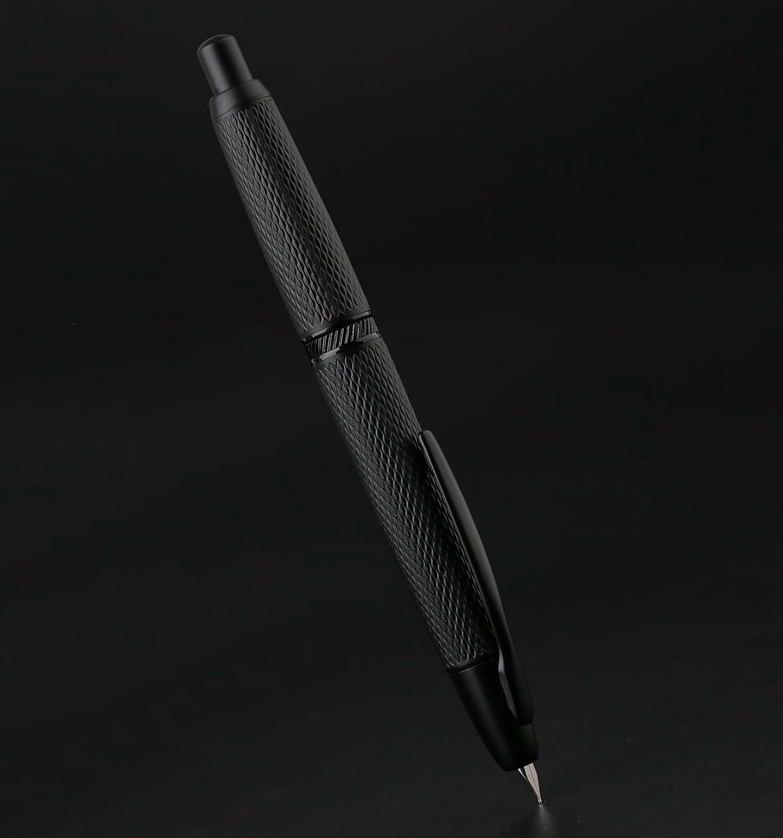 Vulpen retractable extra fijne nib - zwart met ruitdruk - met converter voor snel schrijven - ShopVlot