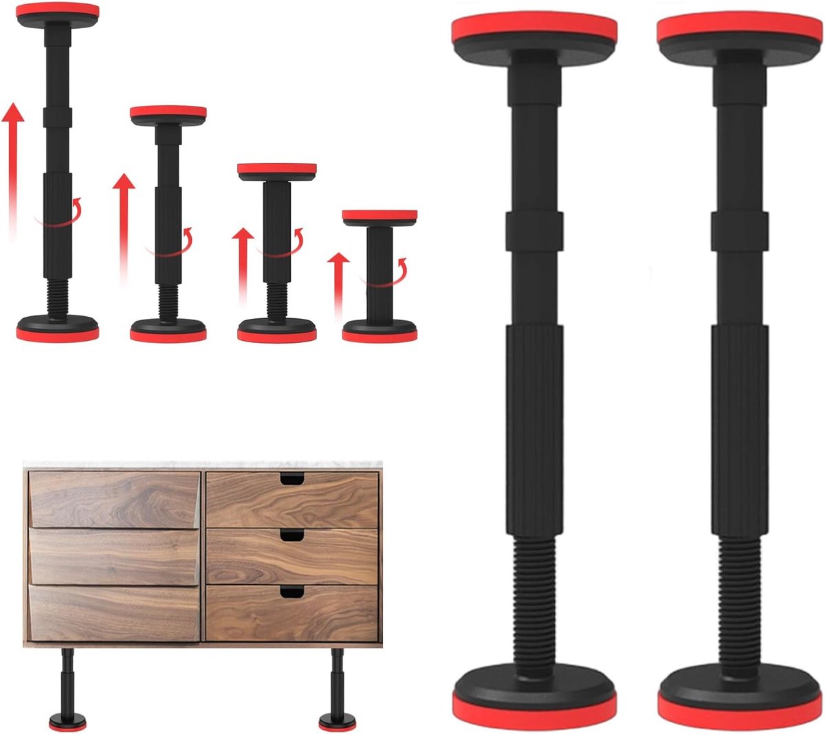 In hoogte verstelbare steunen 18-45 cm - telescopische steun - draagvermogen tot 200 kg - ShopVlot