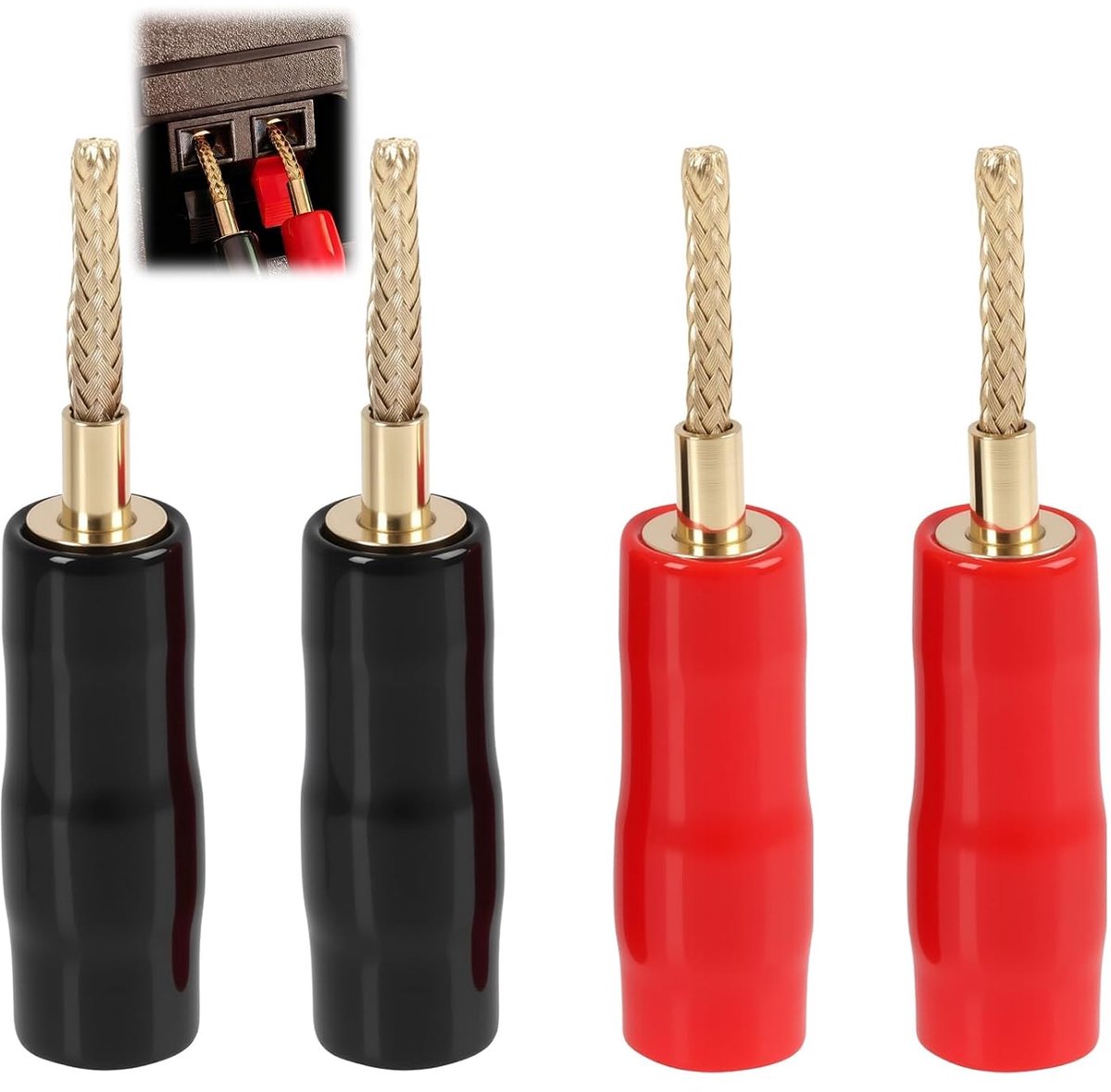 Banana plugs 2mm - Goldplated met siliconen cover - Flexibel en duurzaam - Voor versterker en luidsprekers - ShopVlot