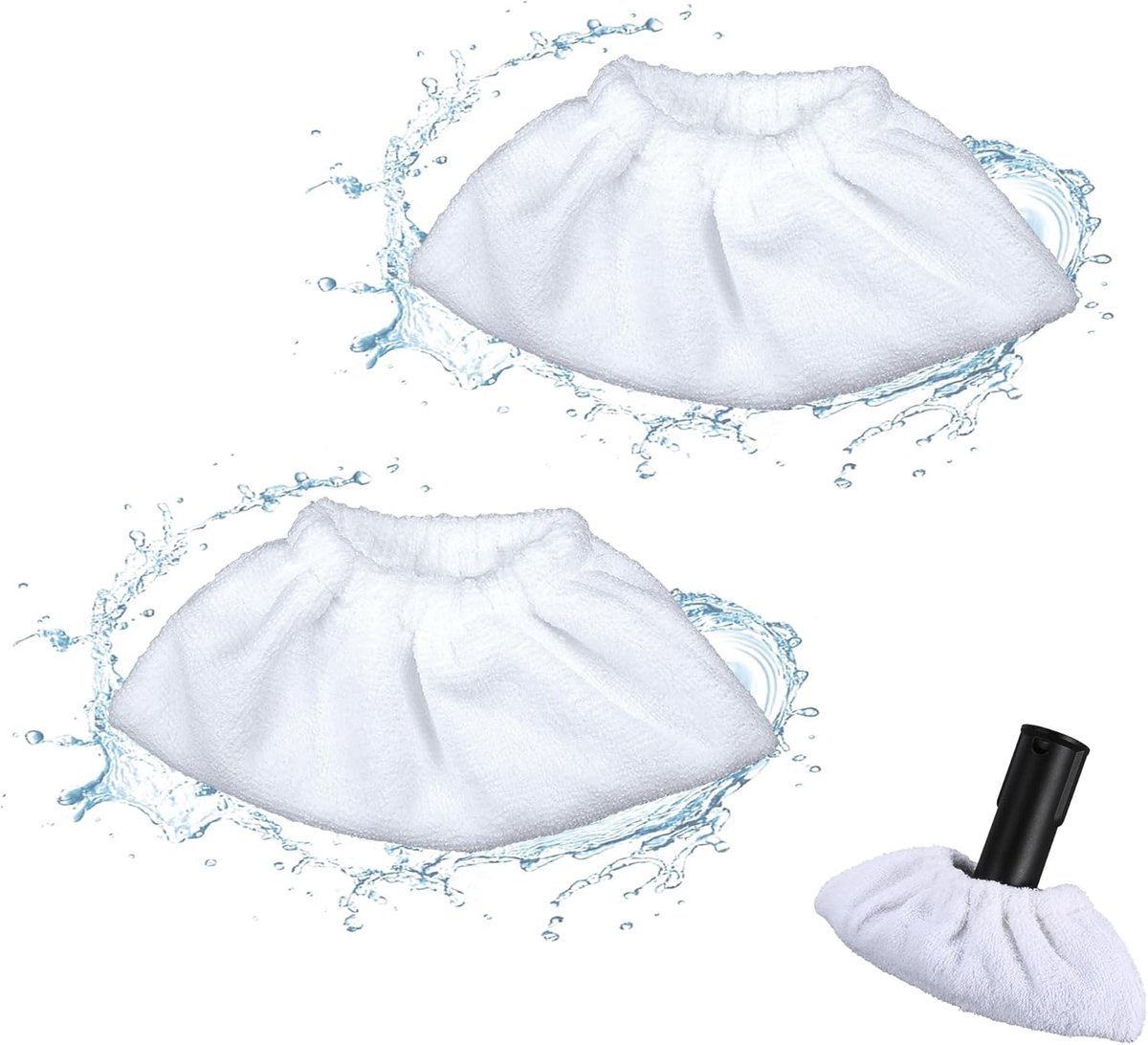Microvezel stoomreiniger accessoires - set van 2 - katoen terry hoes - geschikt voor de meeste stoomreinigers - ShopVlot