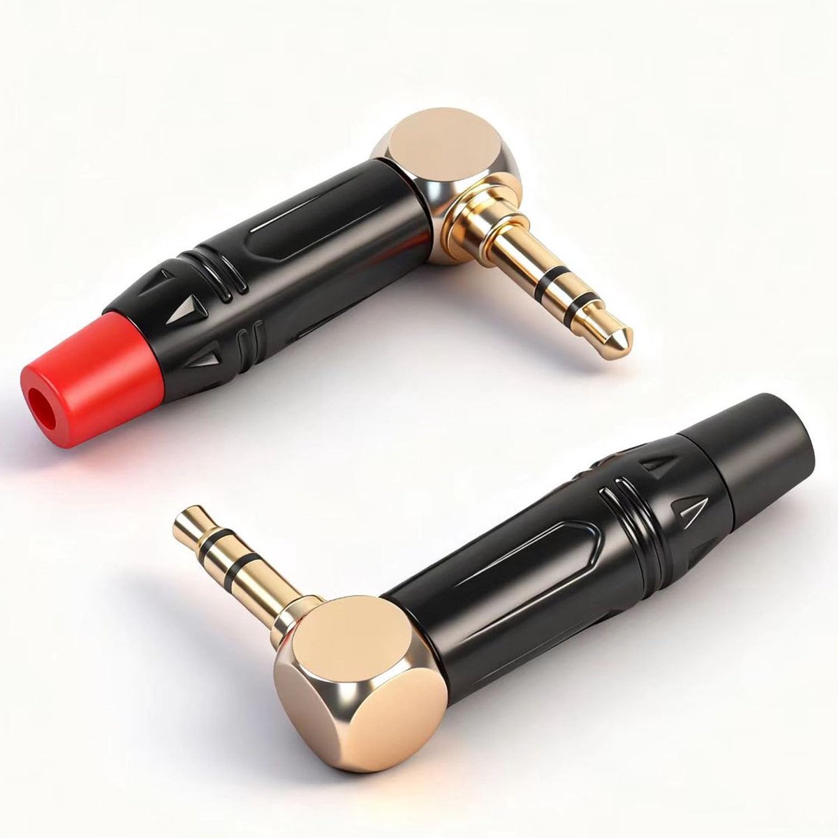 3.5 mm stereo audio jack - 2 stuks - zwart en rood - ideaal voor DIY reparatie - ShopVlot