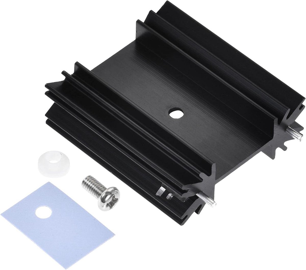 Aluminium Koellichaam - Transistor Koeler - Elektronica Koelen - Met Steunpennen - 34x25x12 mm - Zwart