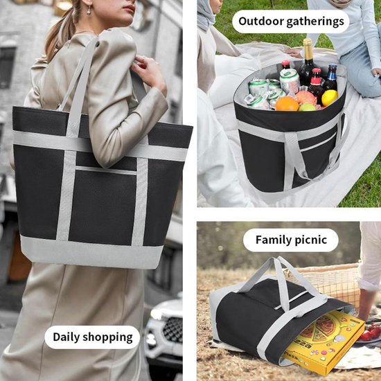 Koeltas - Geïsoleerde tas - Eten bewaren - Langdurige koude - 40 liter - Zwart — afbeelding 2