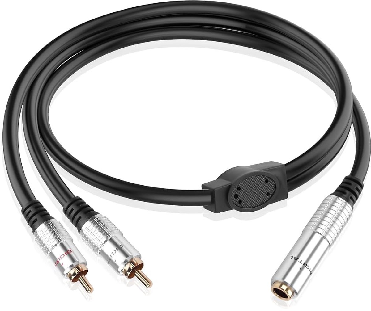 1/4 TRS Stereo to 2RCA Audio Cable, 6.35mm Female to 2RCA Male Splitter Audio Cable, 1/4 to RCA Subwoofer Stereo - ShopVlot