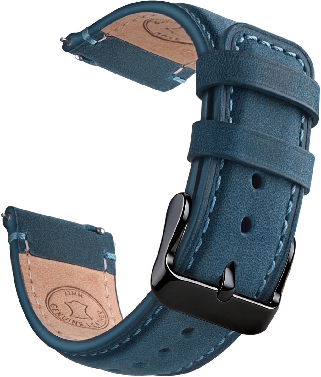 Wristitani Leather Watch Strap, 20mm 22mm Top Genuine Leather Watch Straps for Men, Quick Release Vintage Wristband - ShopVlot
