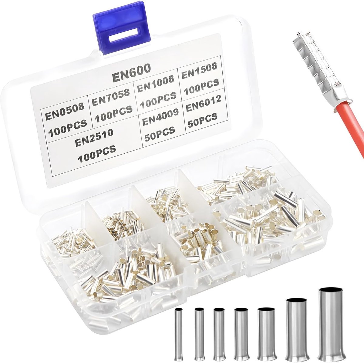 Adereindhulzen Set - Kabel Connectoren - Elektrische Verbindingen - Niet-geïsoleerd Koper - 600 Stuks - Zilver