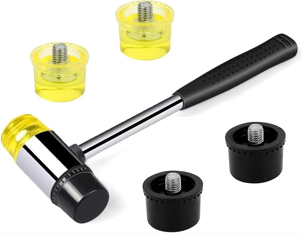 Mini Rubber Hamer met Vervangbare Koppen - 25mm Hamer voor Leer, Hout en Ambachten met Antislip Grip