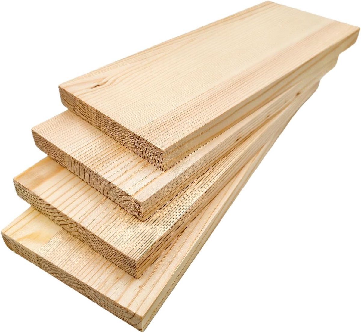 Set van 4 Onbewerkte Houten Planken voor Creatieve Projecten, 25 x 10 x 1.5 cm, Ideaal voor Snijden, Schilderen en Brandmerken