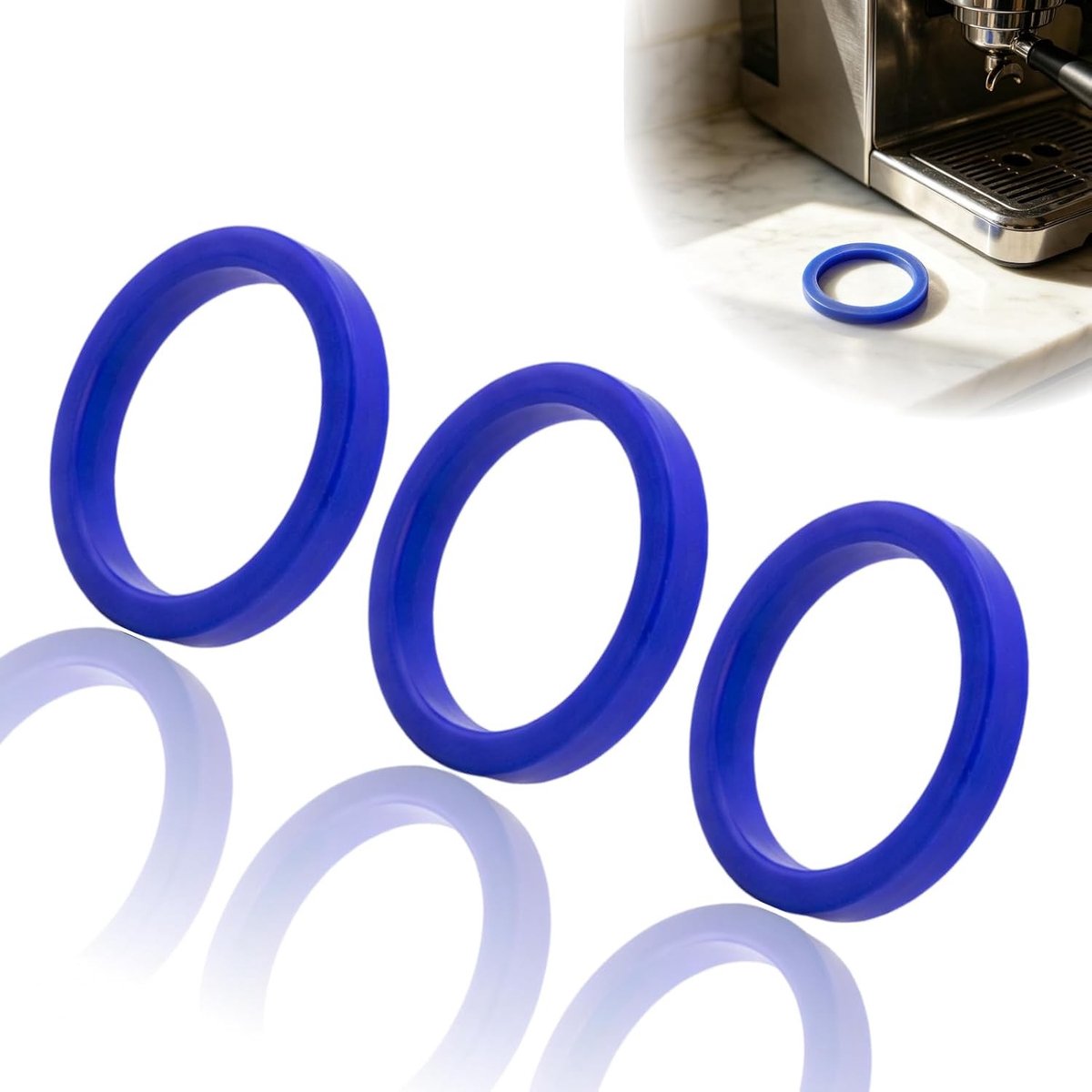 Verbeterde O-ring filterdragerafdichting voor E61 espressomachine - 3 stuks, blauw, voedselveilige siliconen, duurzame afdichting, nauwkeurige maatvoering, optimale koffie-extractie