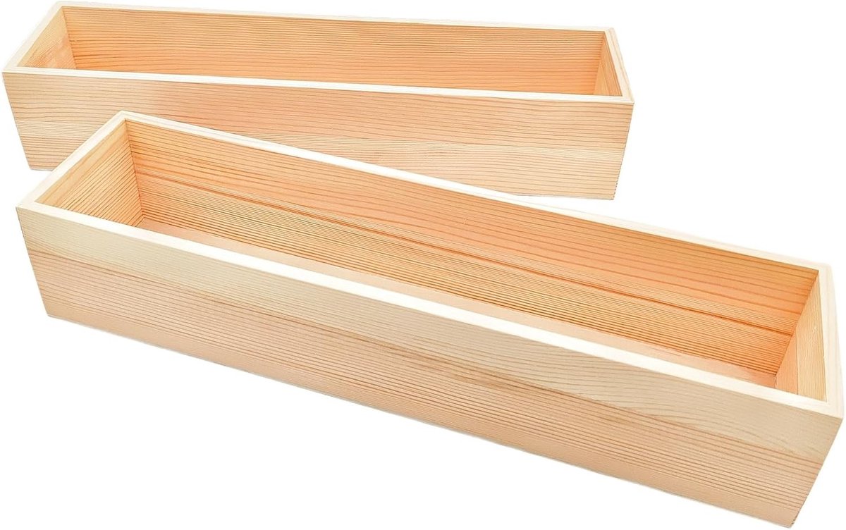 Ongefinished Houten Opbergdozen Set van 2, 40x10x8cm - Rectangulaire Organizer voor Thuis, Kantoor en Decoratie
