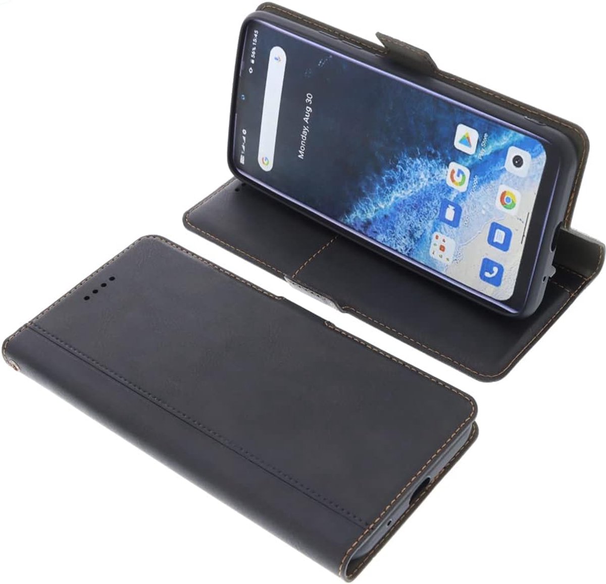 Hoes compatibel met Oukitel C25 Book Style zwart bescherming - ShopVlot