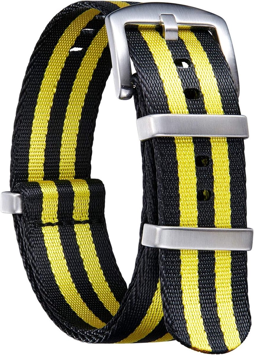 BINLUN Military Nylon Replacement Watchband with Black/Silver Stainless Steel Buckle Men Women 20 Colors 18mm 20mm - ShopVlot