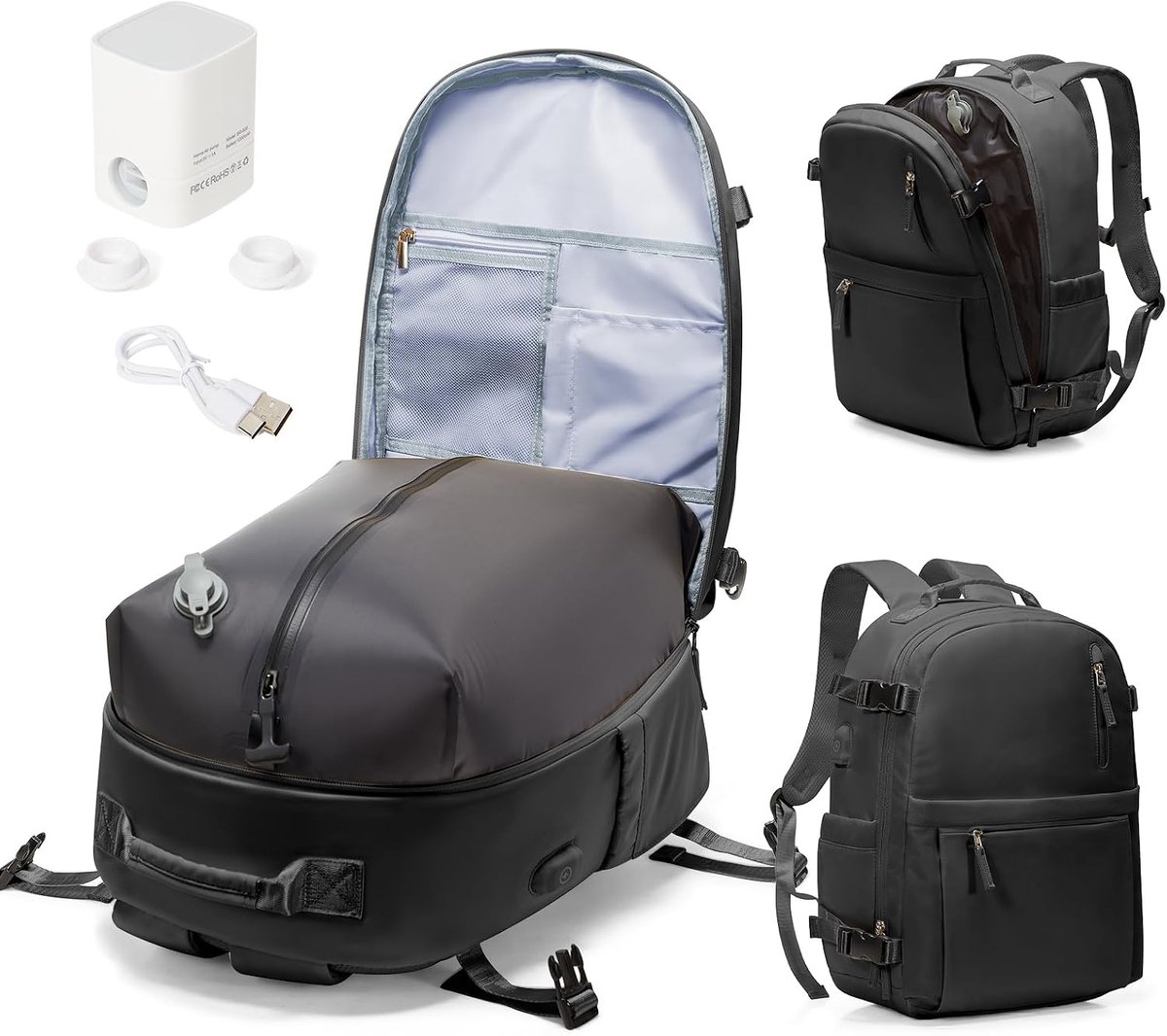 Vacuum Backpack with Electric Pump, Waterproof Cabin Cabin Luggage with USB Port, Ryanair Underseat carry-ons Bag - ShopVlot